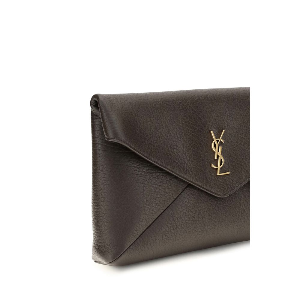 Saint Laurent Brown Lamb Ovis Aries Clutch Bag