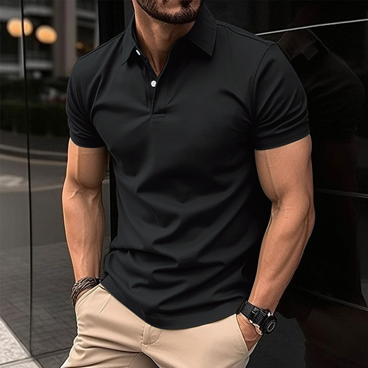 Summer Short Sleeve Polo Shirt Men Solid Color Button Lapel Button Top Signvm Project