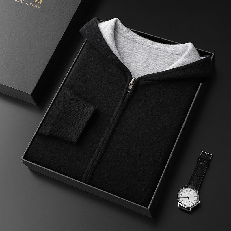 Men's Cashmere Zipper Cardigan Hooded Double-sided Sweater Coat Signvm Project