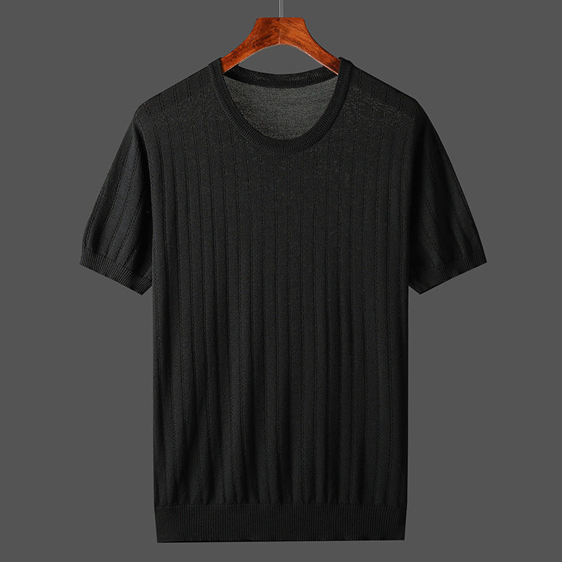 Hollow-out Knitted Casual Men's Short-sleeved Shirt Signvm Project