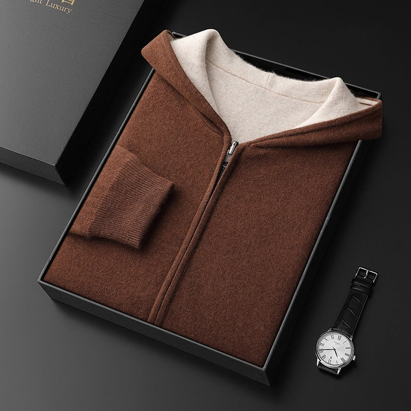 Men's Cashmere Zipper Cardigan Hooded Double-sided Sweater Coat Signvm Project