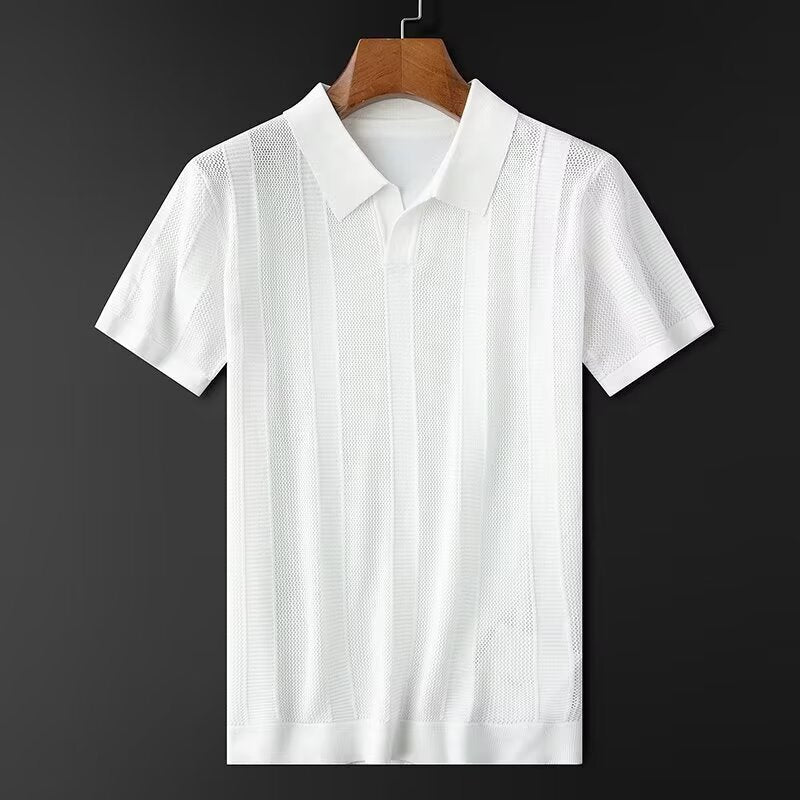 Slim Hollow Knitted Business Casual Men's Lapel T-shirt Signvm Project