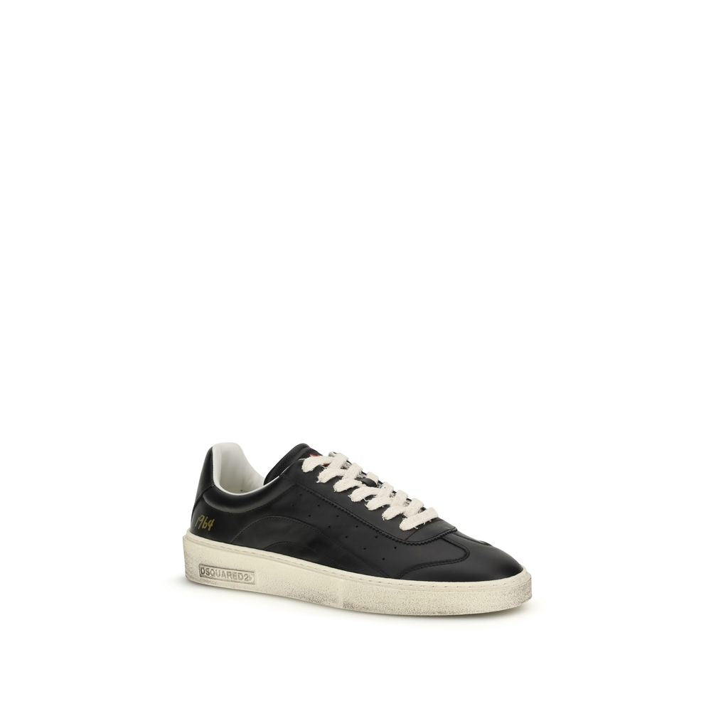 Dsquared2 Black Calf Leather Low Top Sneakers