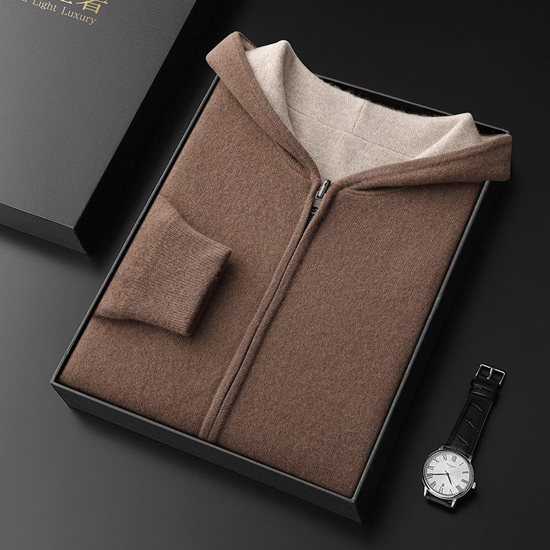 Men's Cashmere Zipper Cardigan Hooded Double-sided Sweater Coat Signvm Project