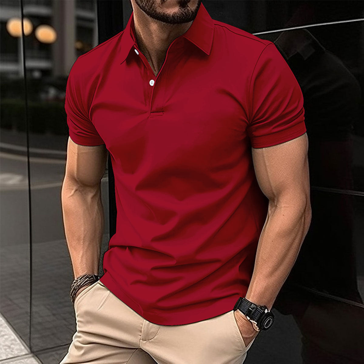 Summer Short Sleeve Polo Shirt Men Solid Color Button Lapel Button Top Signvm Project
