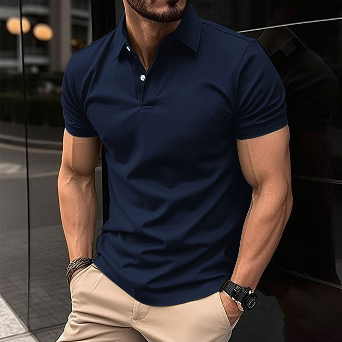 Summer Short Sleeve Polo Shirt Men Solid Color Button Lapel Button Top Signvm Project