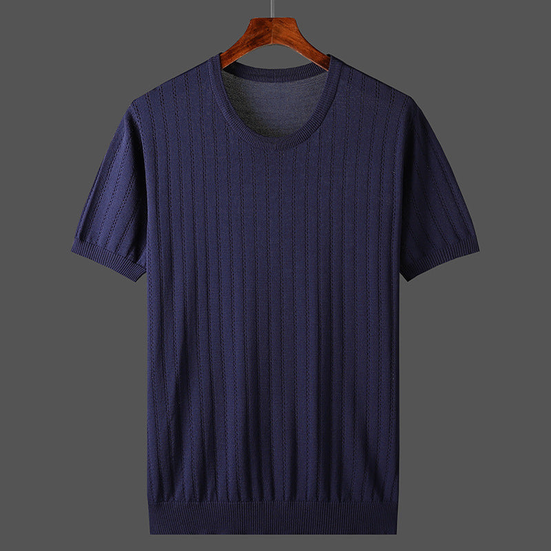 Hollow-out Knitted Casual Men's Short-sleeved Shirt Signvm Project
