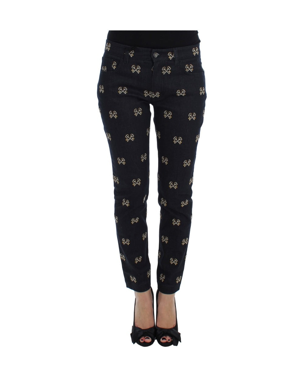 Dolce & Gabbana Blue Key Embroidered Slim Fit KATE Jeans