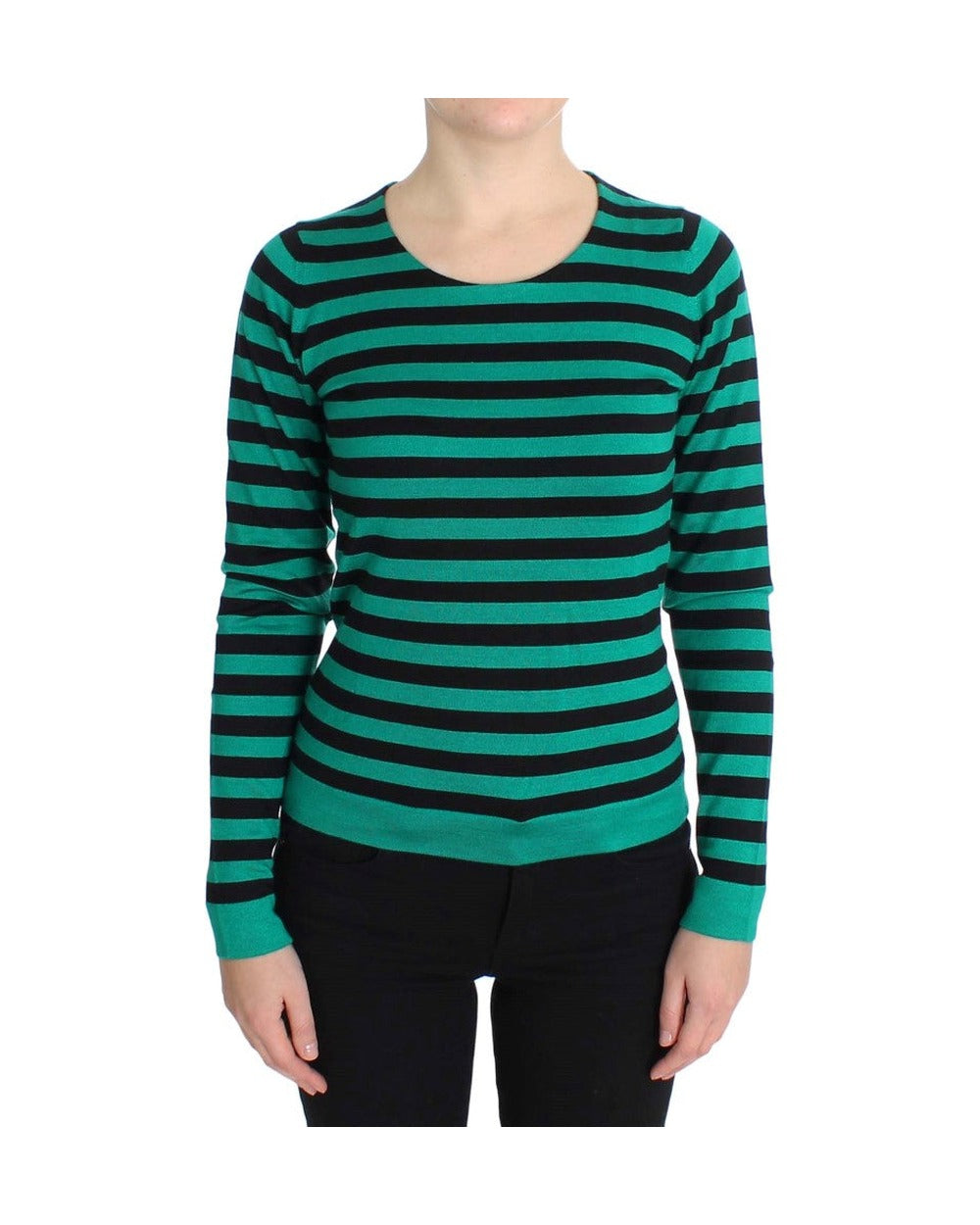 Dolce & Gabbana Green Black Silk Cashmere Sweater