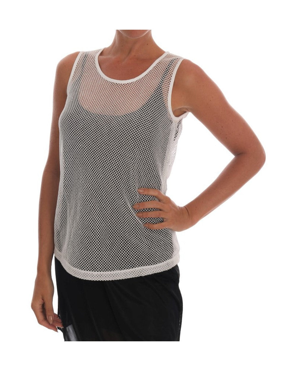 Dolce & Gabbana White Net Tank Transparent Top