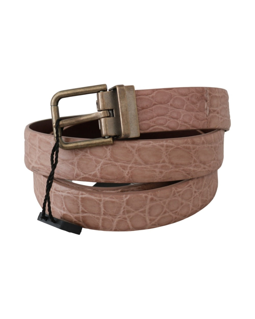 Dolce & Gabbana Beige Exotic Skin Gold Buckle Leather Belt