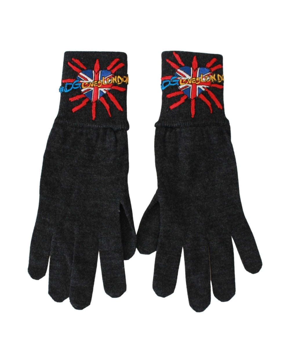 Dolce & Gabbana Gray #DGLovesLondon Embroidered Wool Gloves