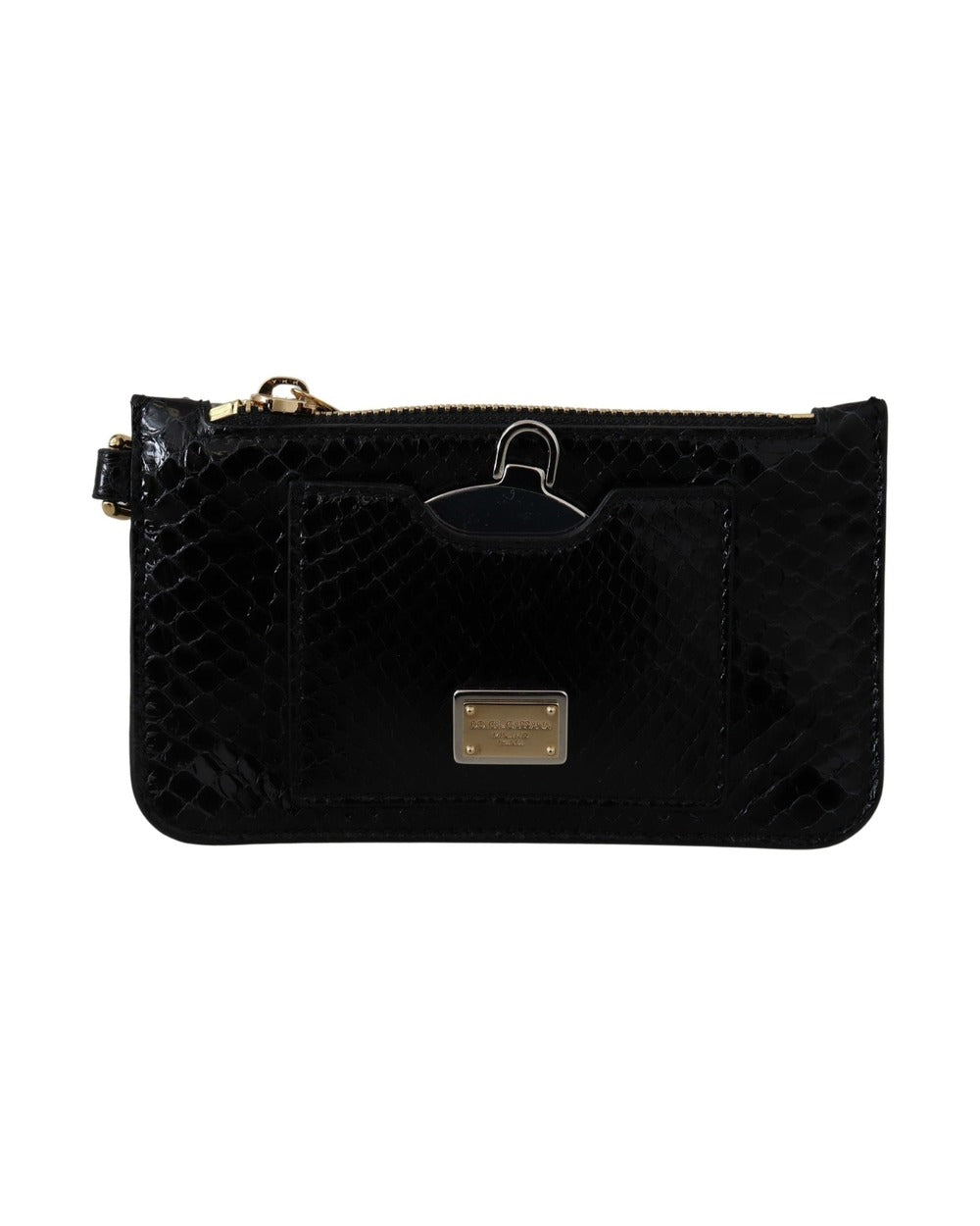 Dolce & Gabbana Black Leather Coin Purse Wristlet Mirror Agnese Wallet