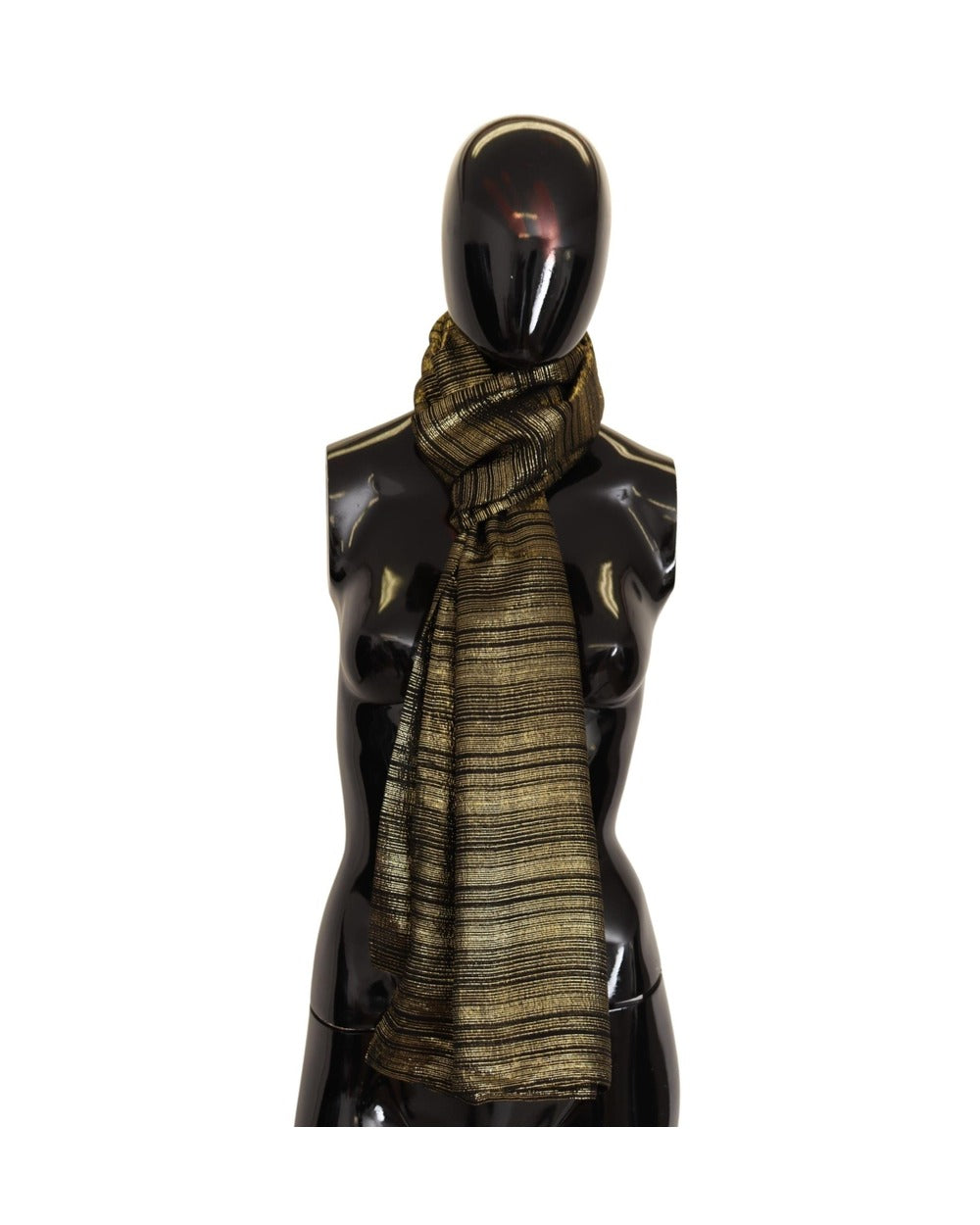 Dolce & Gabbana Metallic Gold Silk Stretch Shawl Wrap Scarf