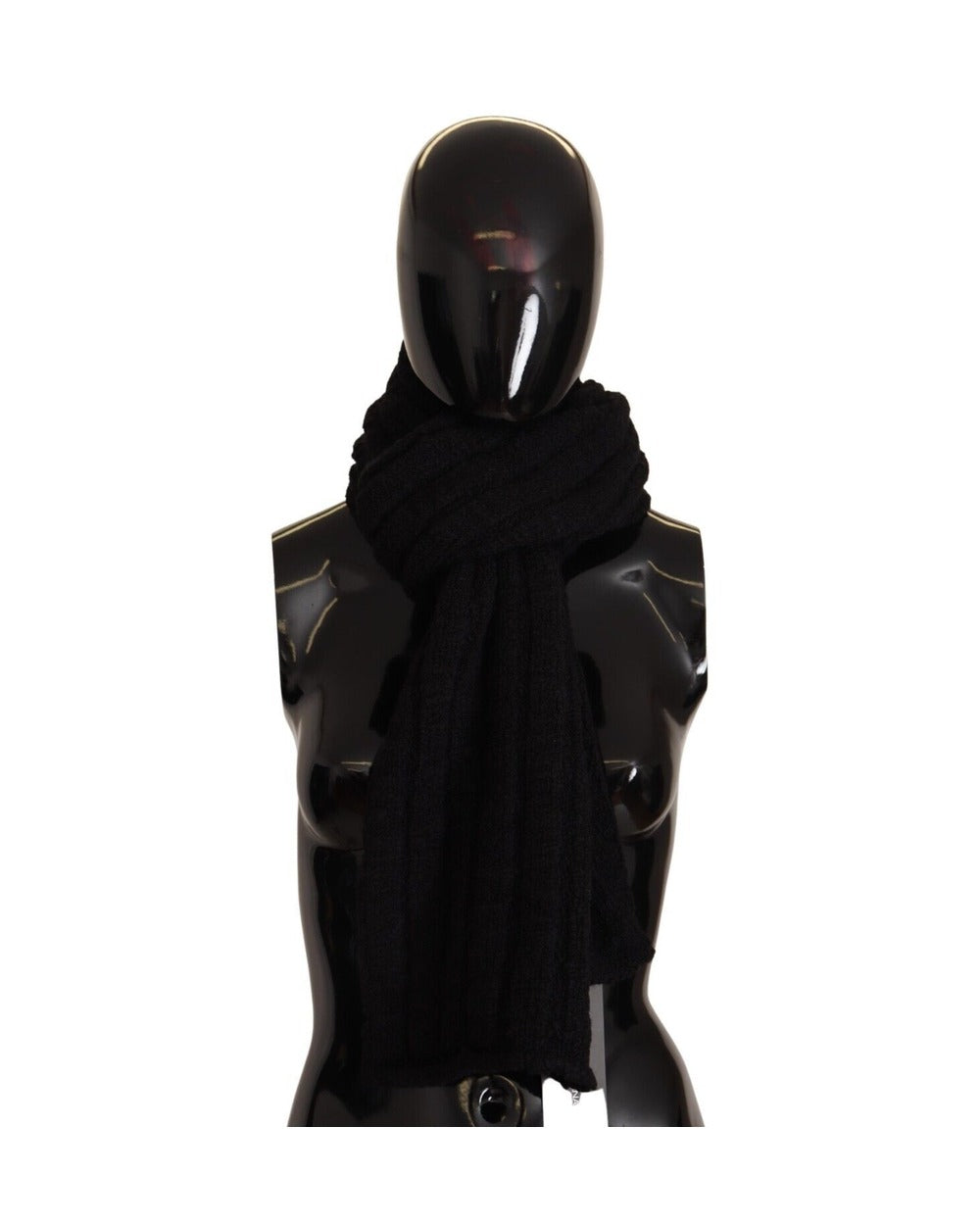 Dolce & Gabbana Black Virgin Wool Knitted Unisex Warmer Shawl Scarf