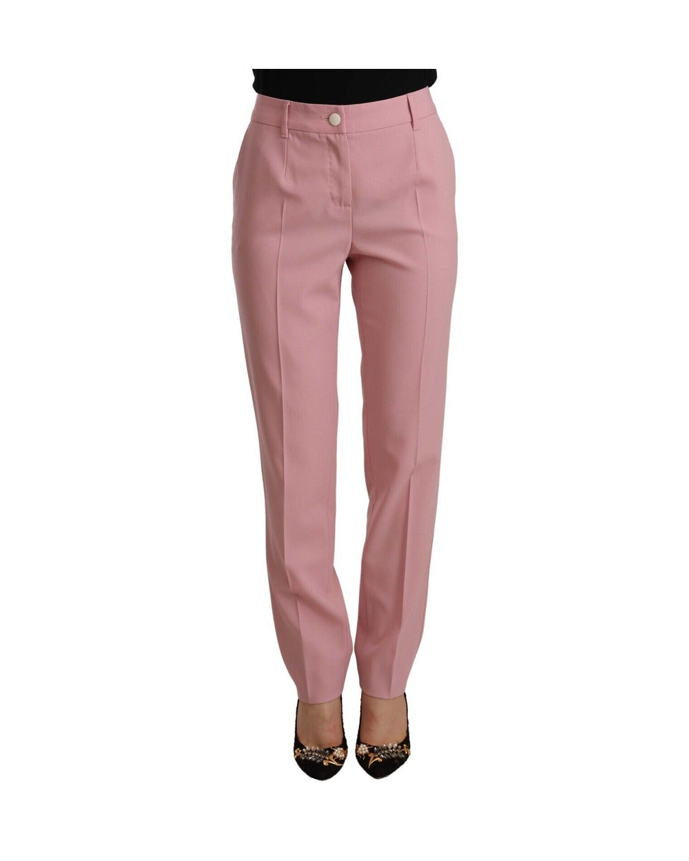 Dolce & Gabbana Pink Wool Stretch High Waist Trouser Pants