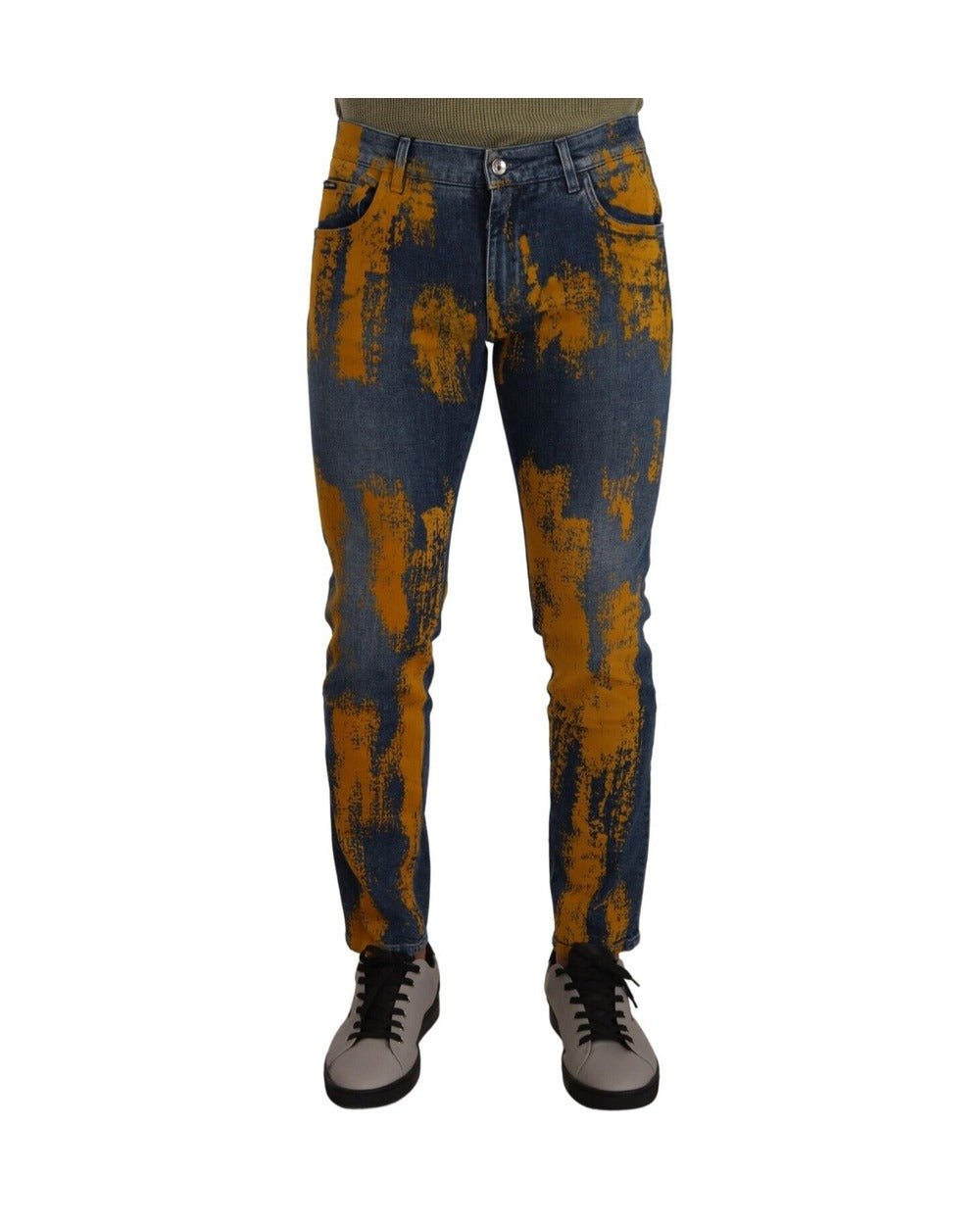 Dolce & Gabbana Blue Yellow Dye Cotton Skinny Men Denim Jeans