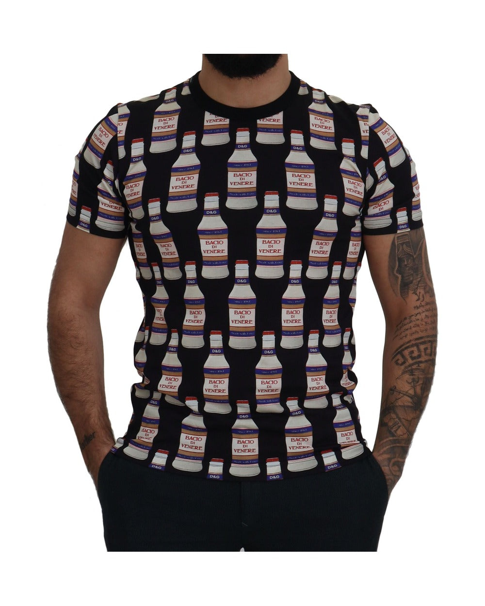 Dolce & Gabbana Black Bacio Di Venere Cotton Crew T-shirt