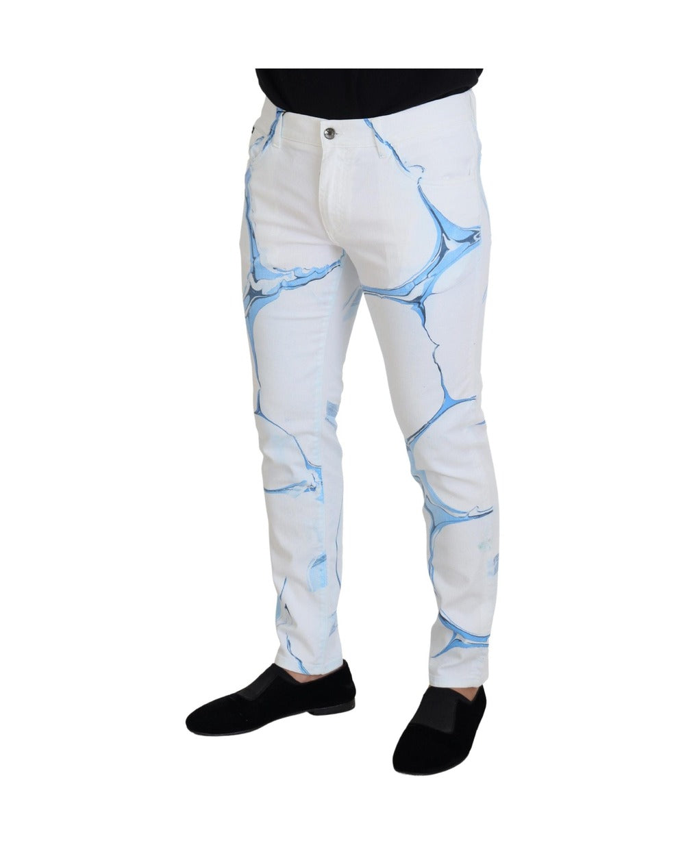 Dolce & Gabbana White Blue Denim Cotton Jeans Stretch Skinny Fit Pant