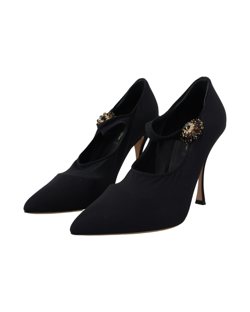 Dolce & Gabbana Black Socks Stretch Crystal Pumps Shoes