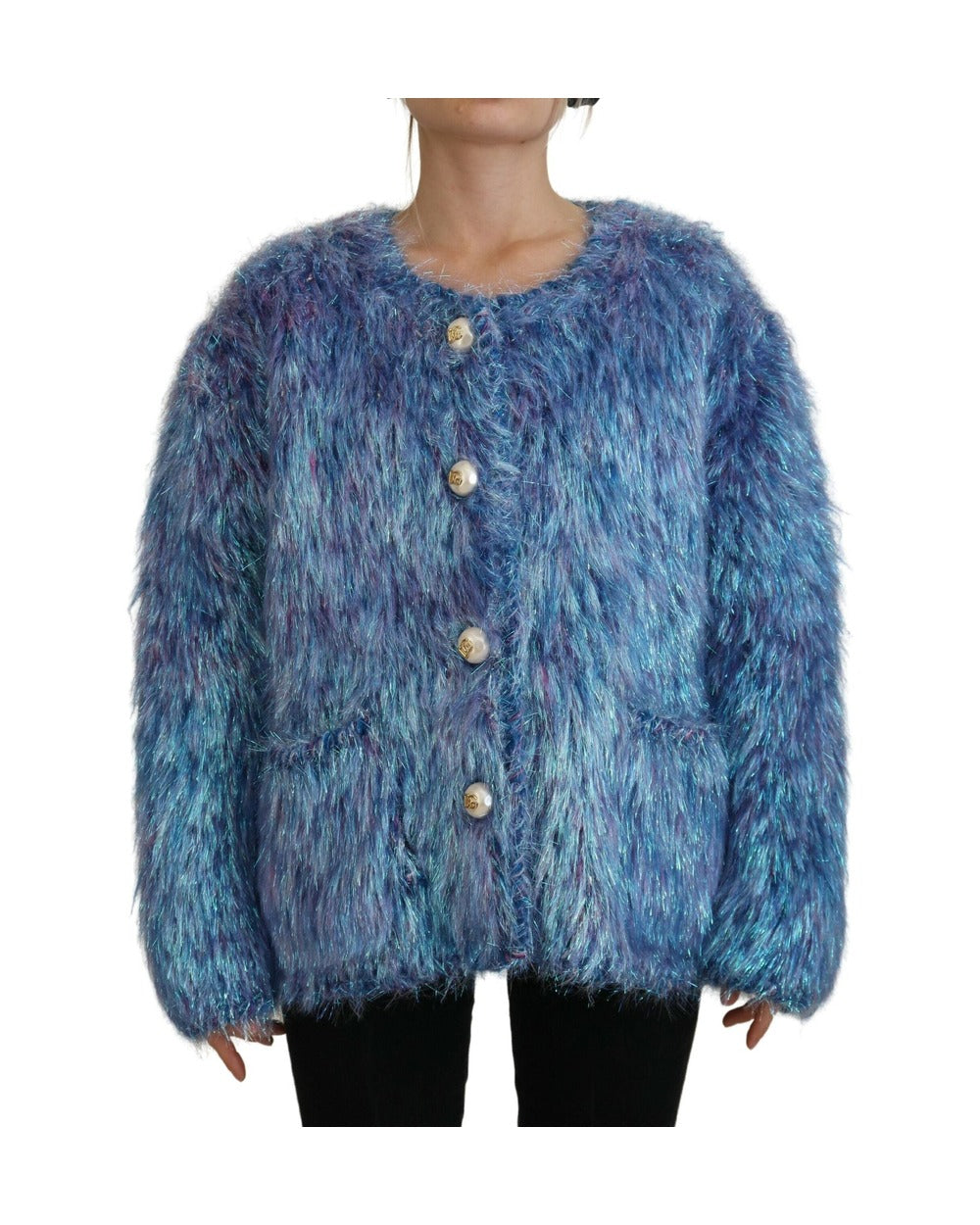 Dolce & Gabbana Multicolor Polyester Fringes Coat Jacket