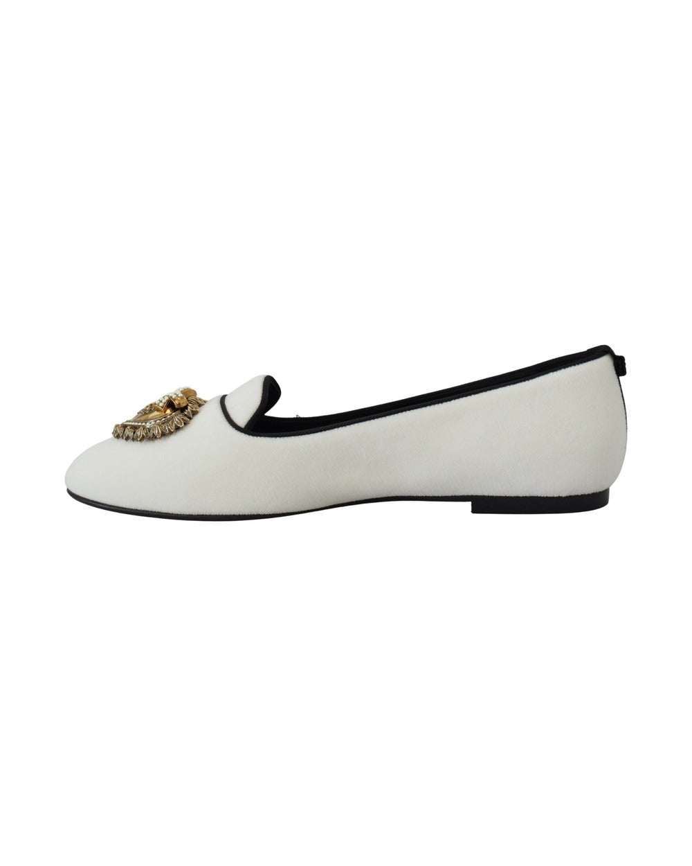 Dolce & Gabbana White Velvet Slip Ons Loafers Flats Shoes