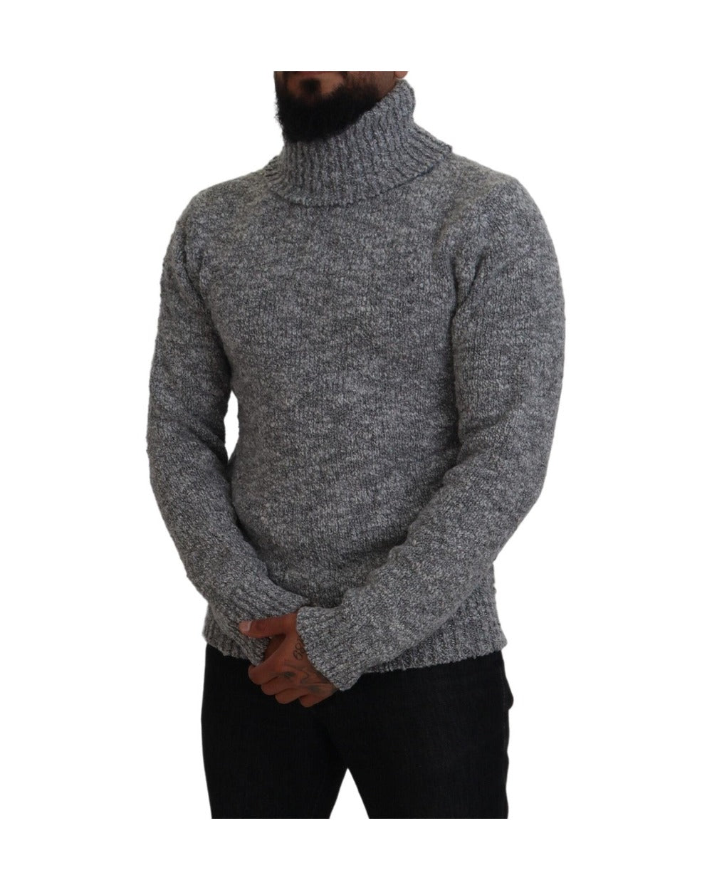 Dolce & Gabbana Gray Wool Knit Turtleneck Pullover Sweater