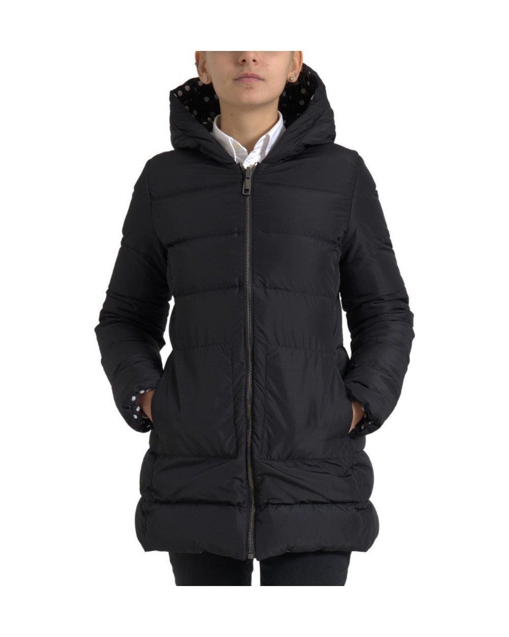 Dolce & Gabbana Black Polyester Hooded Reversible Jacket