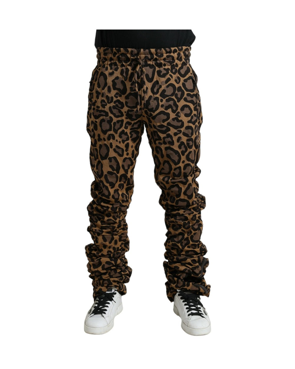 Dolce & Gabbana Brown Leopard Jacquard Jogger Pants