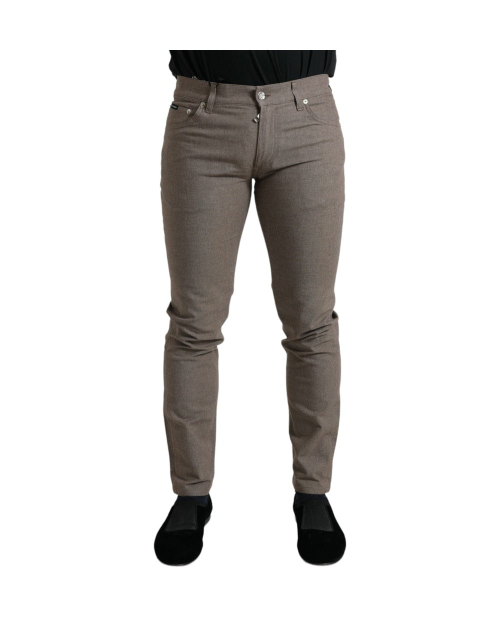 Dolce & Gabbana Brown Cotton Stretch Skinny Men Pants