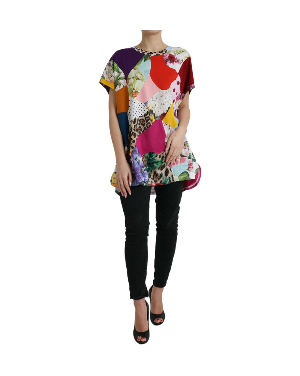 Dolce & Gabbana Multicolor Patchwork Cotton Silk Blouse Top