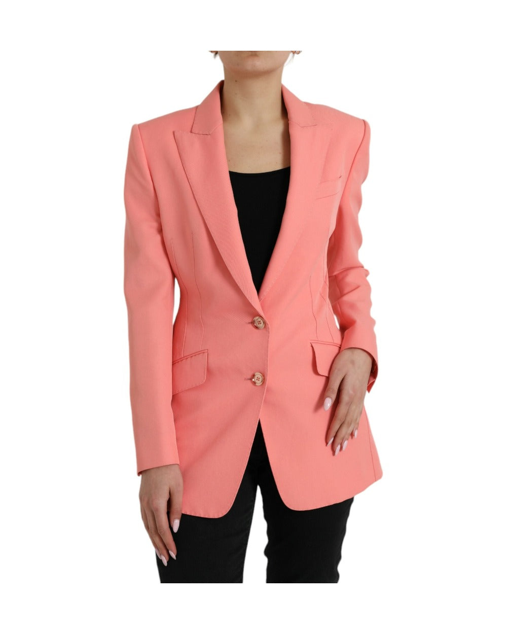 Dolce & Gabbana Pink Polyester Single Breasted Blazer Jacket