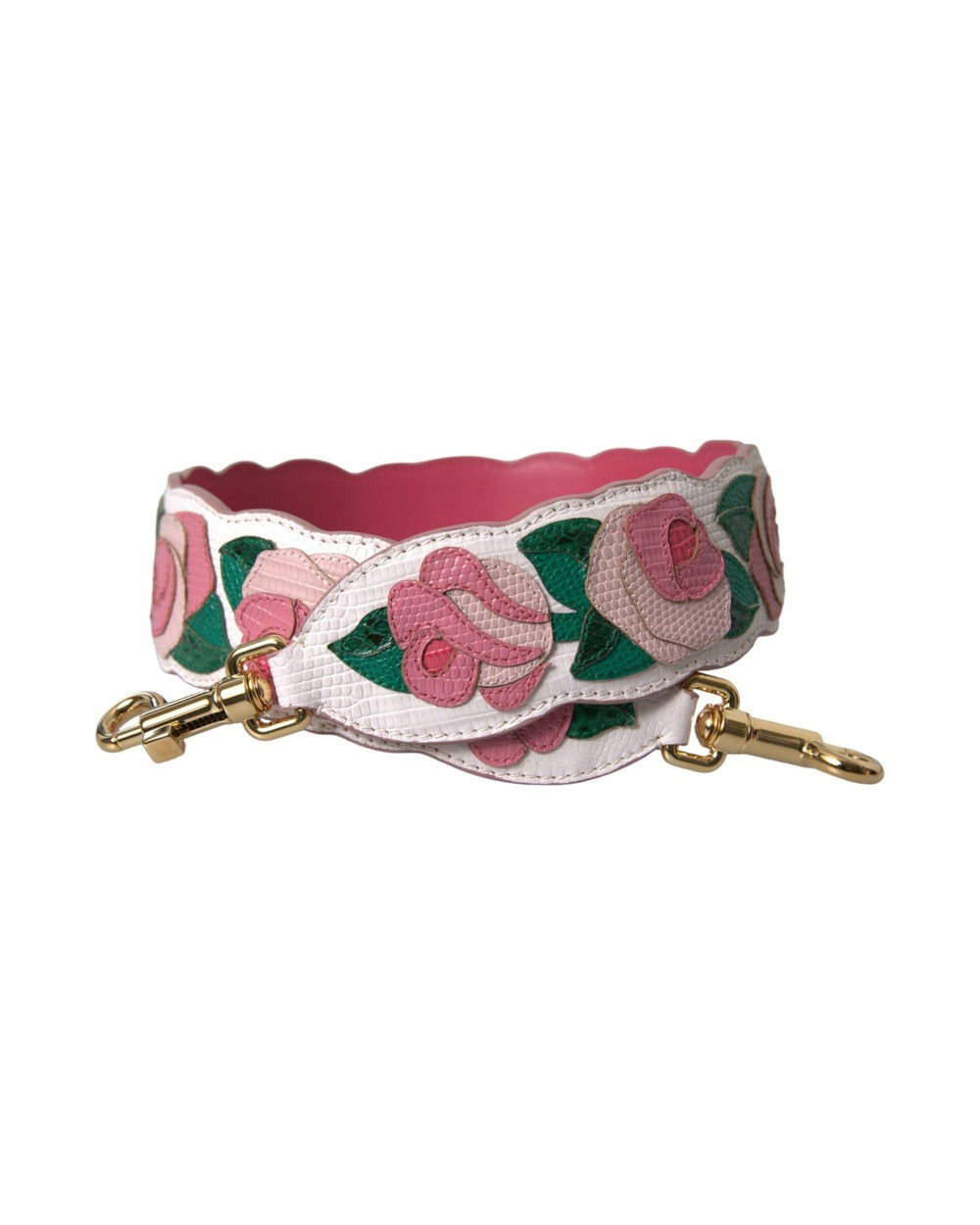 Dolce & Gabbana White Floral Leather Accessory Shoulder Strap