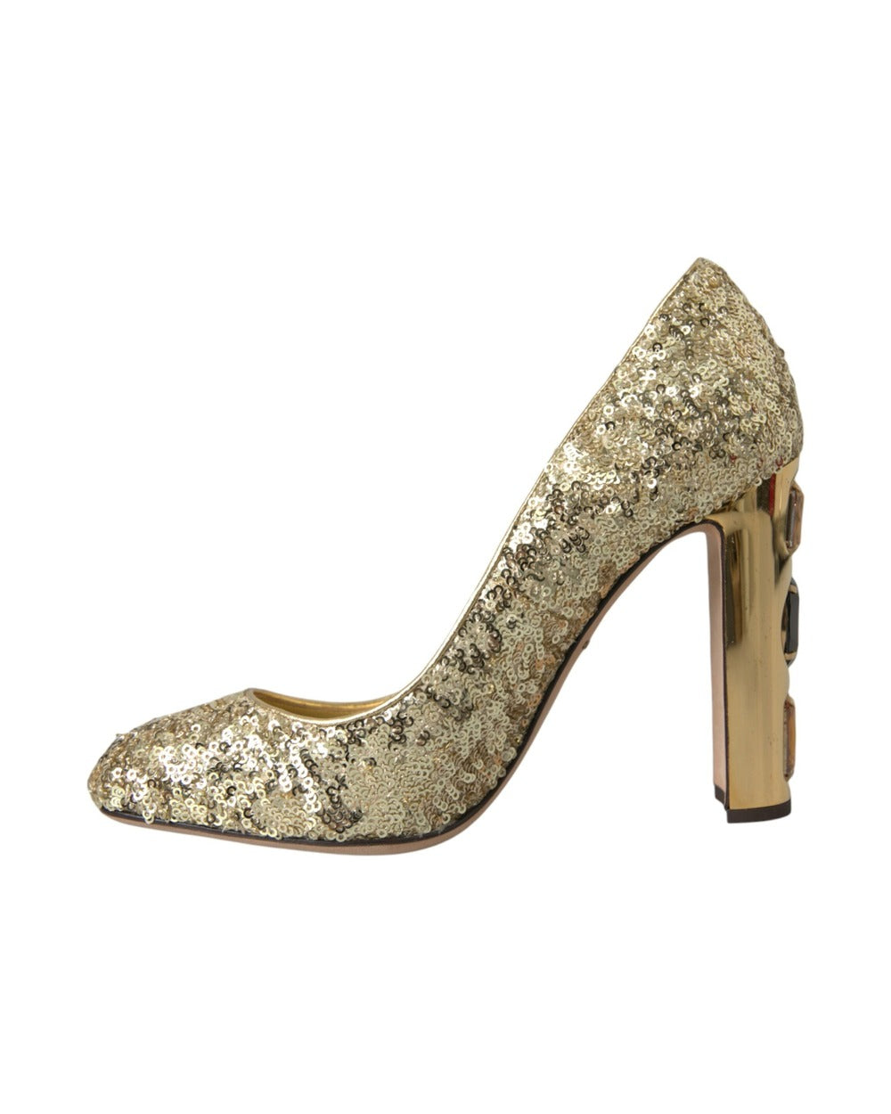 Dolce & Gabbana Gold Sequin Crystal Heels Pumps Shoes