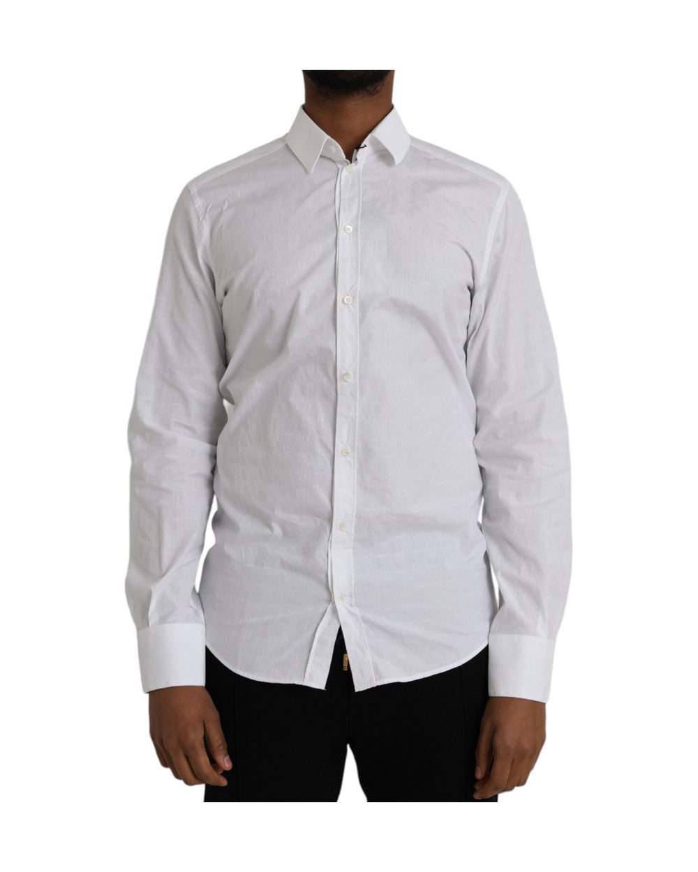 Dolce & Gabbana White Cotton Long Sleeve Dress GOLD Shirt