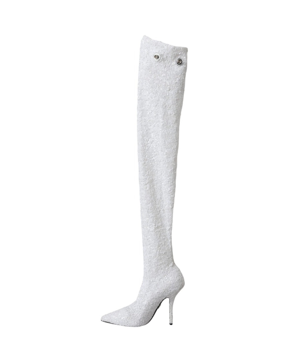 Dolce & Gabbana White Heels Stiletto Knee High Boots Shoes