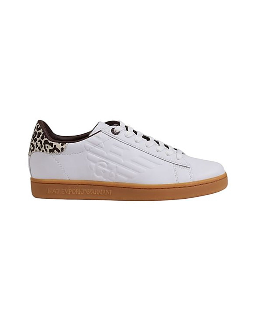 EA7 Emporio Armani Beige Leather Low Top Sneakers