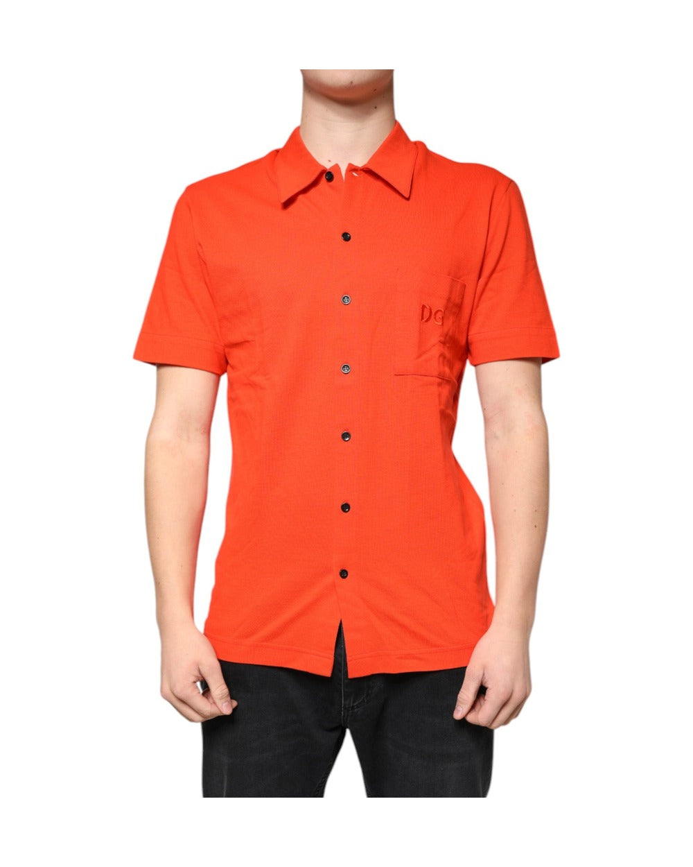 Dolce & Gabbana Orange Cotton Button Down Casual Polo Shirt