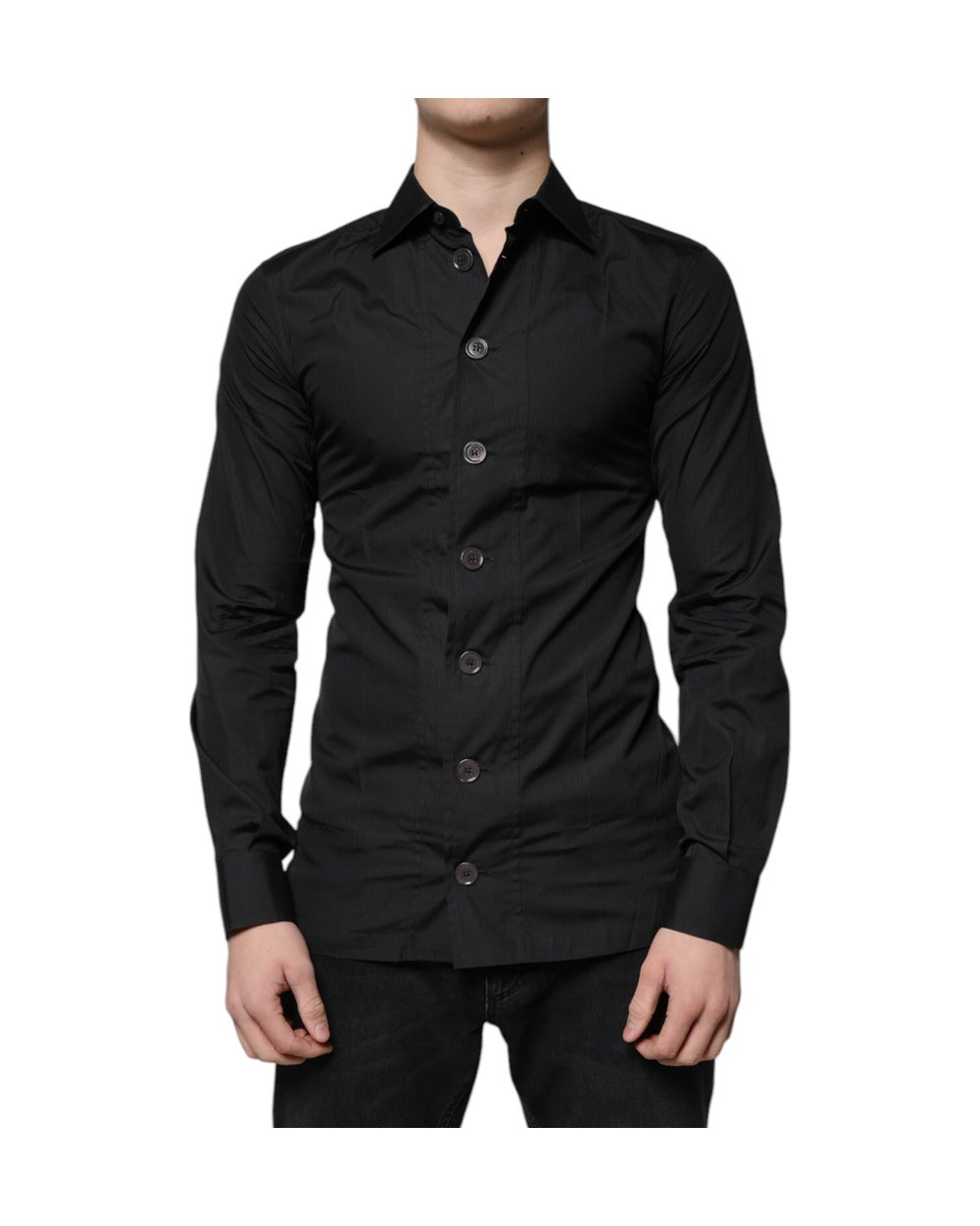 Dolce & Gabbana Black Cotton Formal Long Sleeves Dress Shirt
