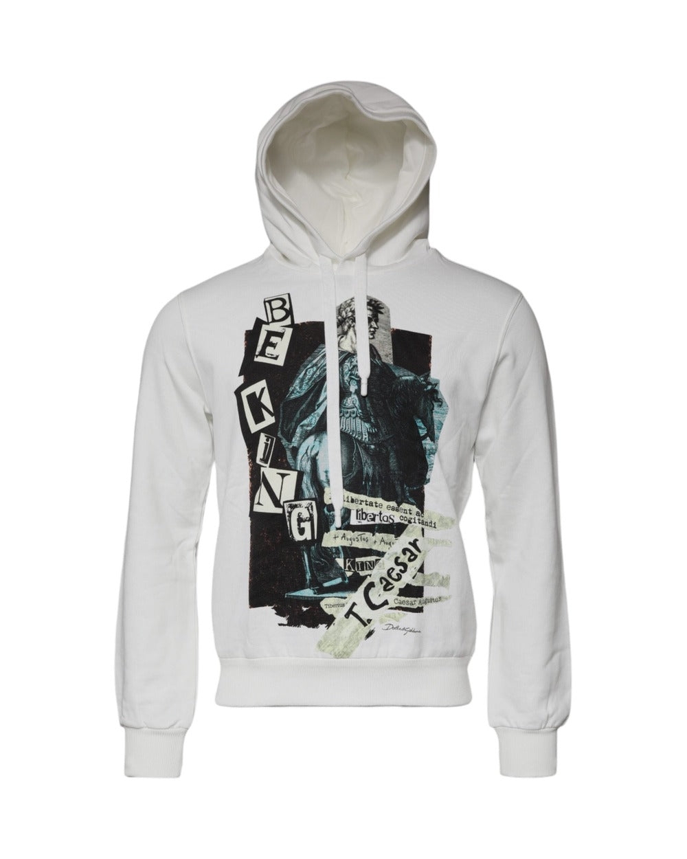 Dolce & Gabbana White Caesar Cotton Hooded Pullover Sweater