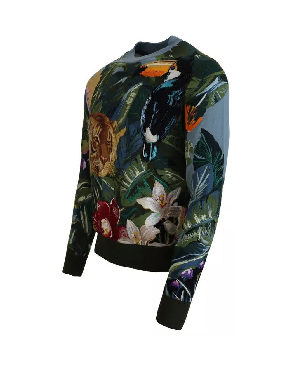 Dolce & Gabbana Jungle Wool Silk Pullover Logo Sweater