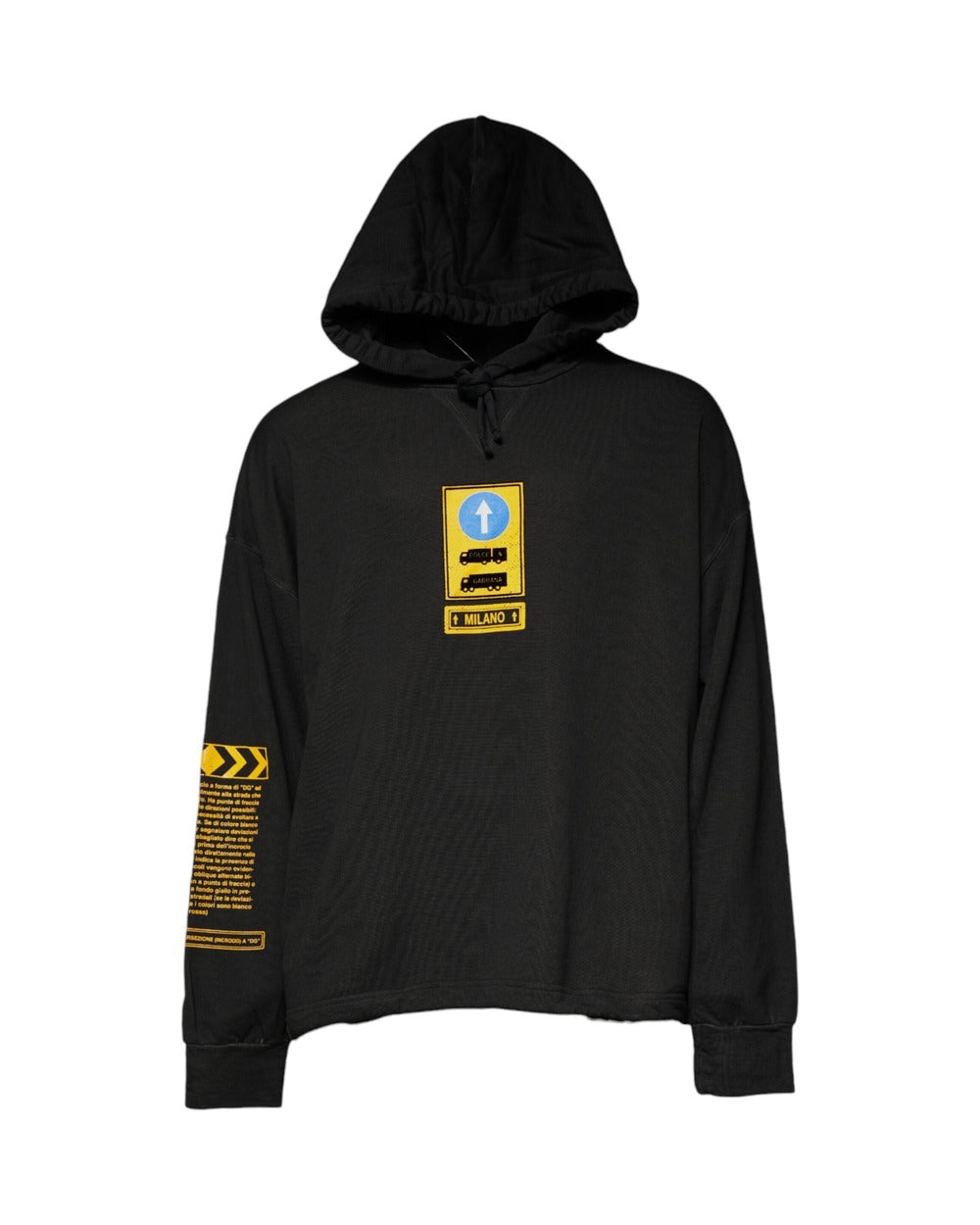 Dolce & Gabbana Black Cotton Hooded DG Shield Pullover Sweater