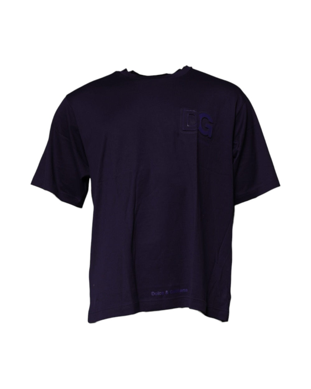 Dolce & Gabbana Navy Blue DG Logo Cotton Crew Neck T-shirt