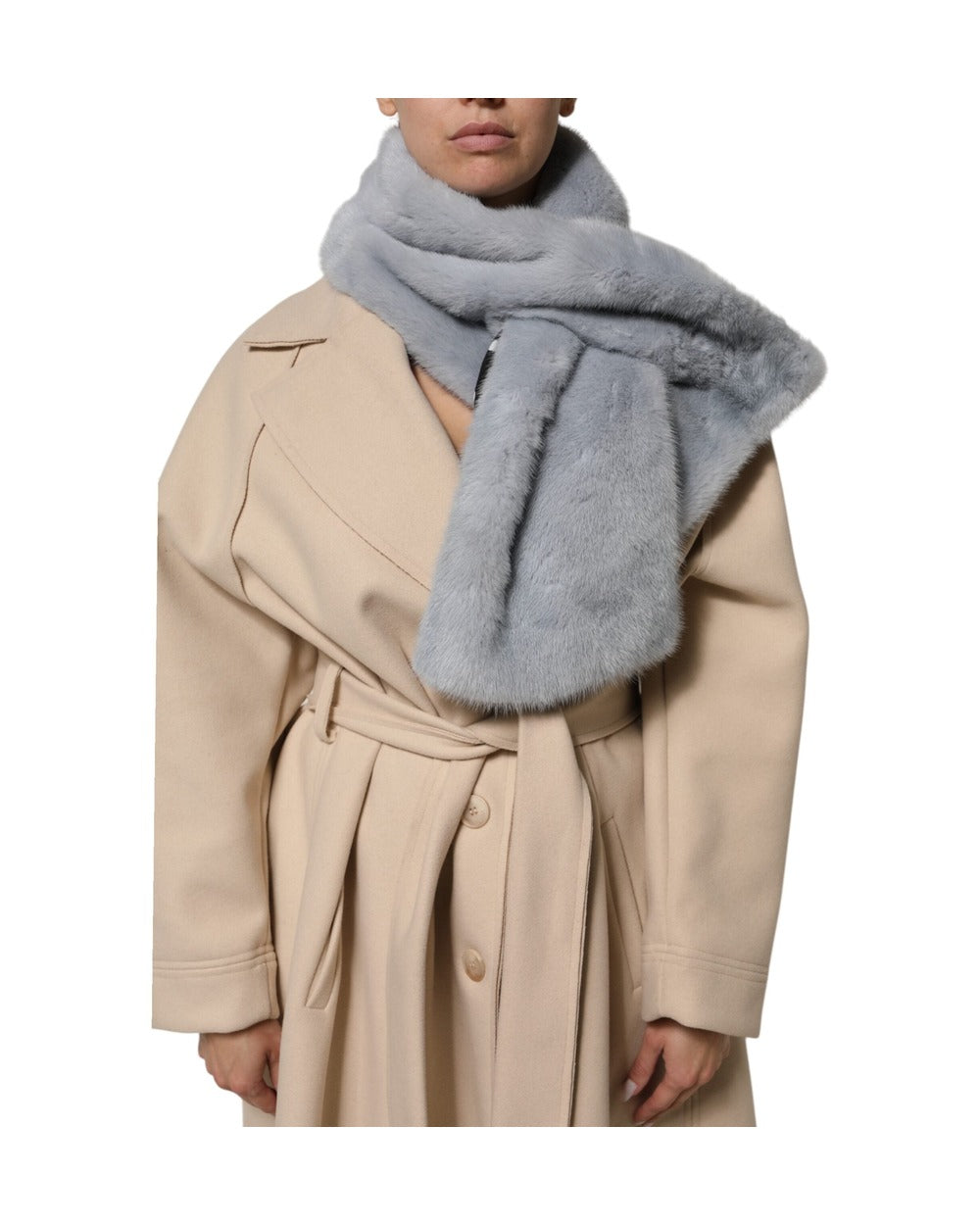 Dolce & Gabbana Powder Blue Mink Fur Neck Warmer Scarf