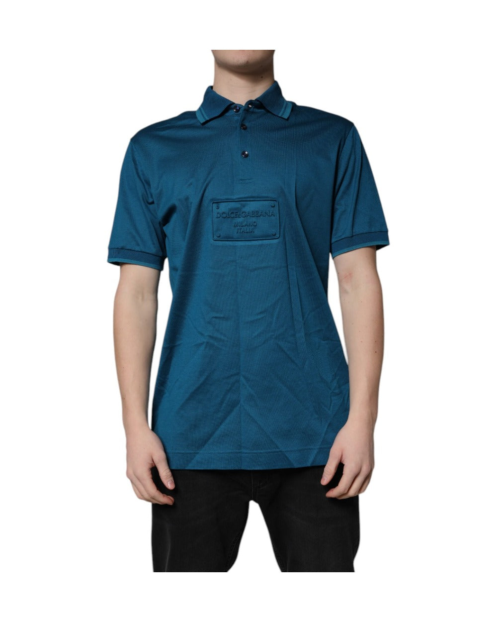 Dolce & Gabbana Blue Logo Cotton Men Polo Shirt T-shirt