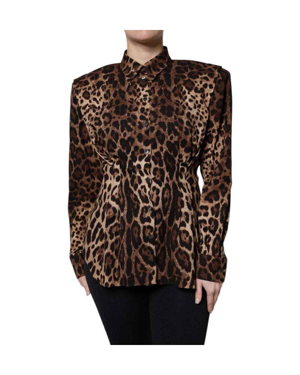 Dolce & Gabbana Brown Leopard Silk Button Down Coat Jacket