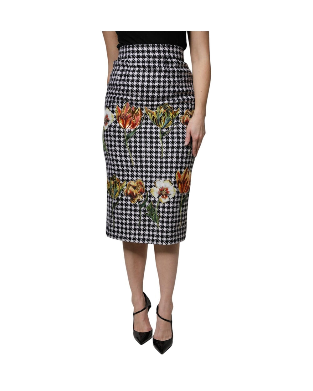 Dolce & Gabbana Multicolor Floral Print High Waist Pencil Cut Skirt