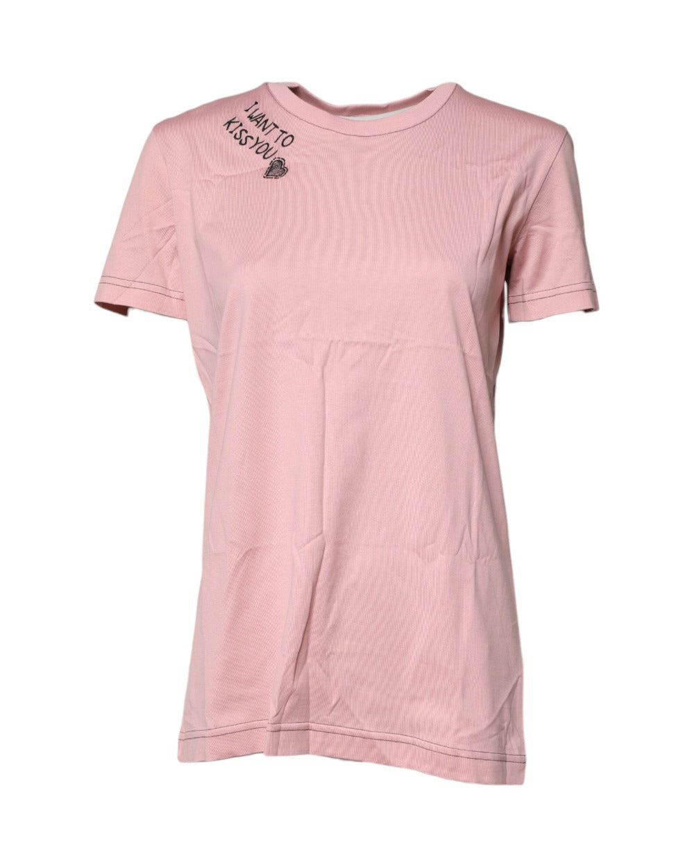 Dolce & Gabbana Pink Logo Print Cotton Crew Neck T-shirt