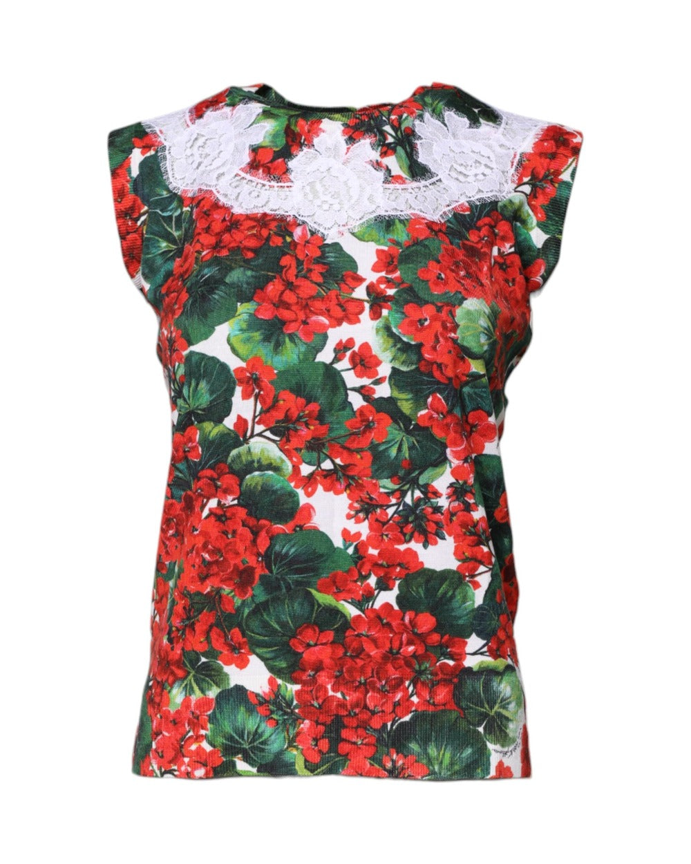 Dolce & Gabbana Multicolor Floral Lace Sleeveless Tank Top