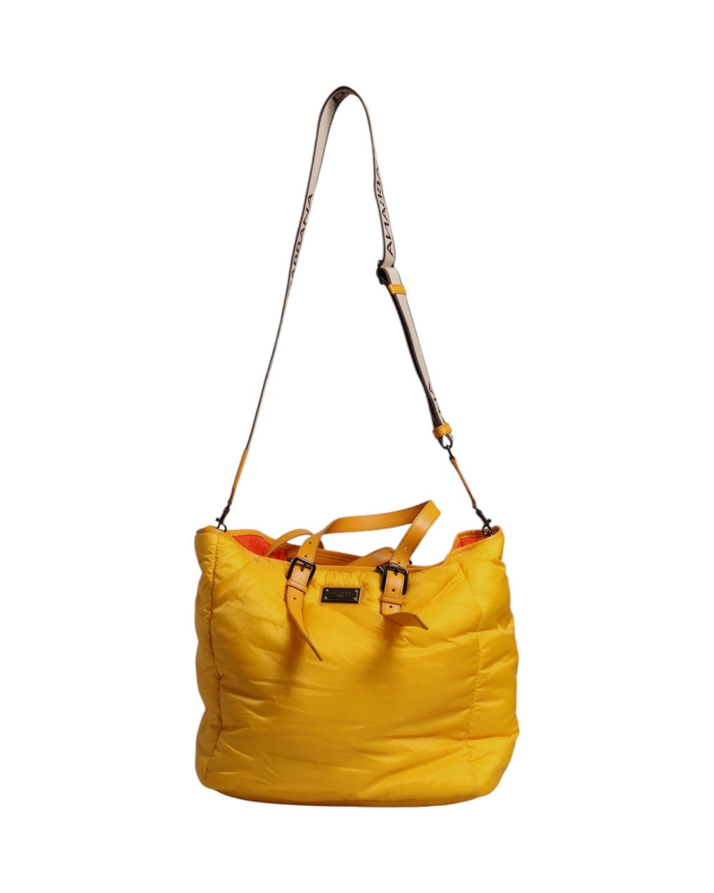 Dolce & Gabbana Yellow Orange Nylon Logo Plaque Hand Shoulder Duffle Bag